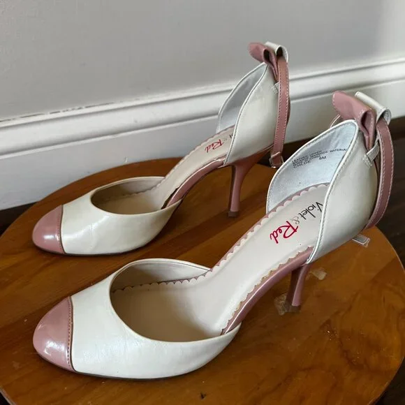 Violet & Red “Chloe” Pink & Ivory Spectator Heels  Women’s 8M  3.5” Heel - Picture 3 of 9